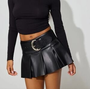 GARAGE Faux Leather Pleated Skirt Skort - Size XXS, 00
